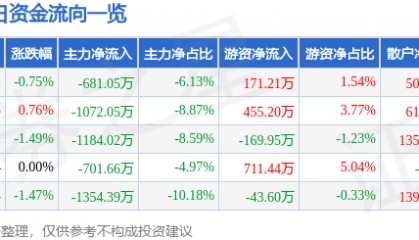 股票行情快报：*ST金科（000656）9月2日主力资金净卖出681.05万元
