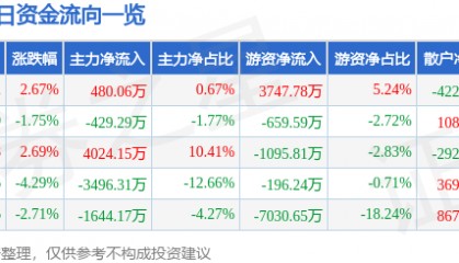 股票行情快报：首开股份（600376）5月19日主力资金净买入480.06万元