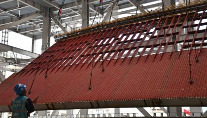 中国能建建筑集团华能海门百万项目5号锅炉受热面开吊