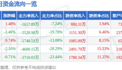 股票行情快报：*ST金科（000656）8月25日主力资金净卖出1617.89万元