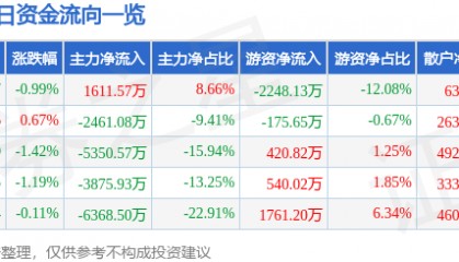 股票行情快报：申能股份（600642）1月9日主力资金净买入1611.57万元