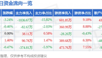 股票行情快报：荣安地产（000517）1月10日主力资金净卖出1036.67万元