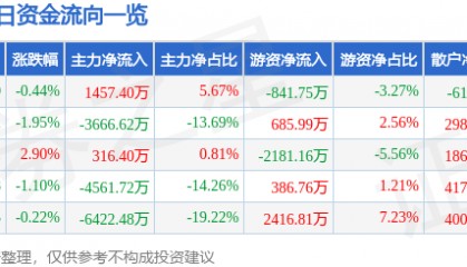 股票行情快报：鹏欣资源（600490）7月28日主力资金净买入1457.40万元